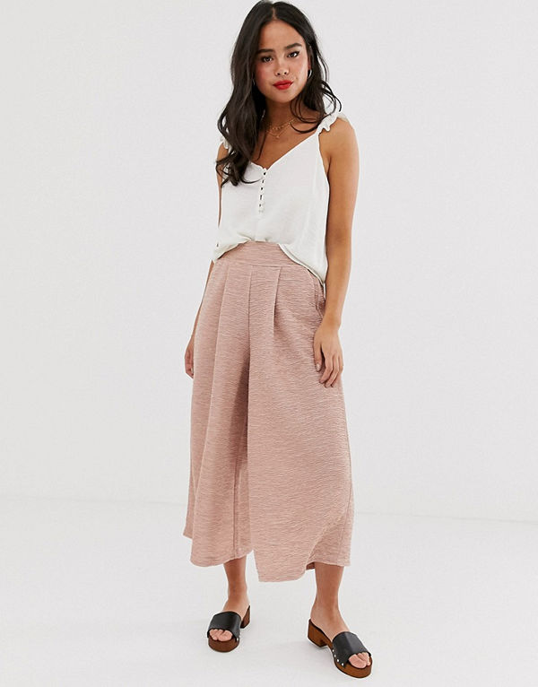 ASOS DESIGN Strukturerade culotte-byxor Blush
