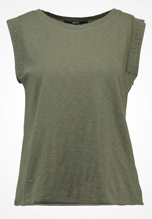 Replay Tshirt med tryck dark green