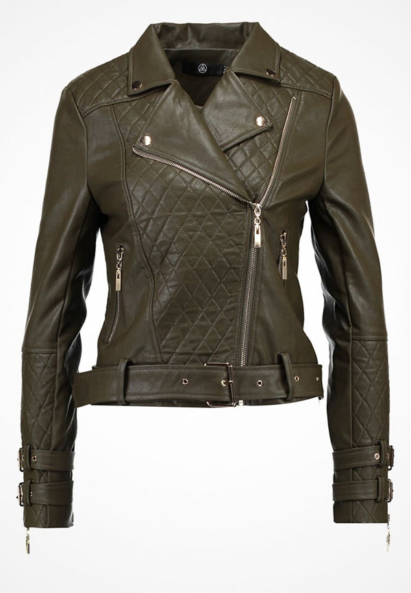 Missguided PEACE + LOVE Jacka i konstläder khaki