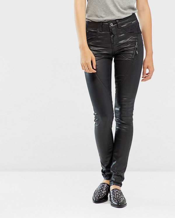 Cream svarta byxor Coated jeans