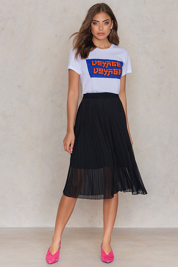 NA-KD Pleated Midi Skirt svart