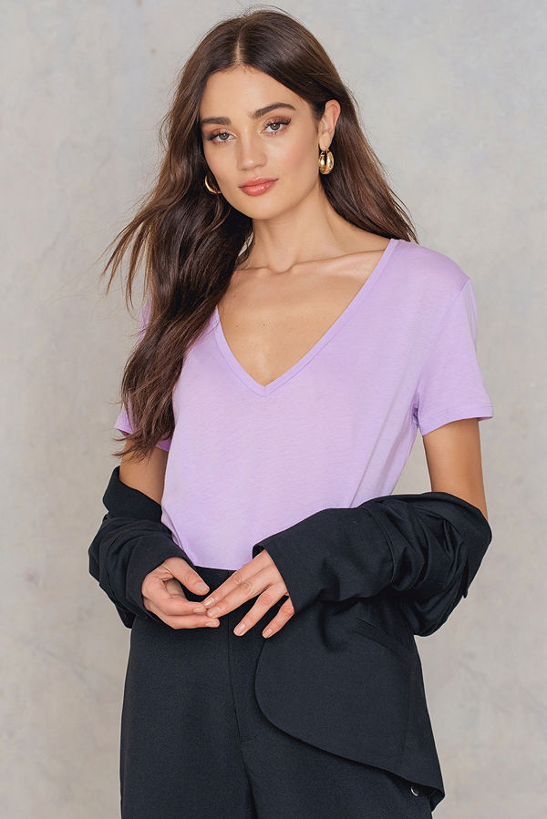 NA-KD Basic V-neck Tee - Vardag