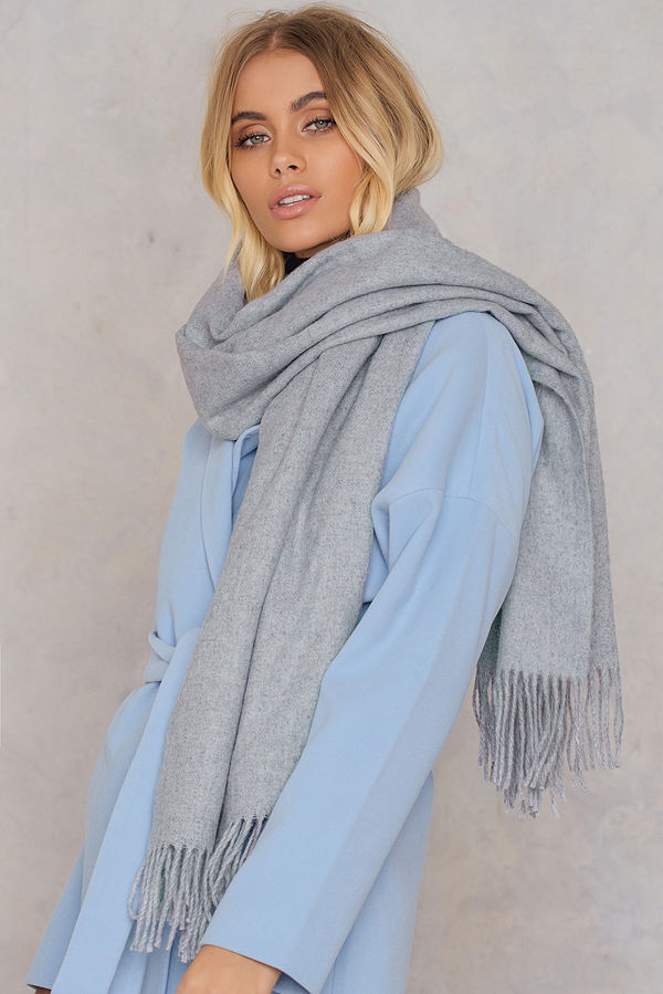 NA-KD Accessories Wool Blend Scarf grå