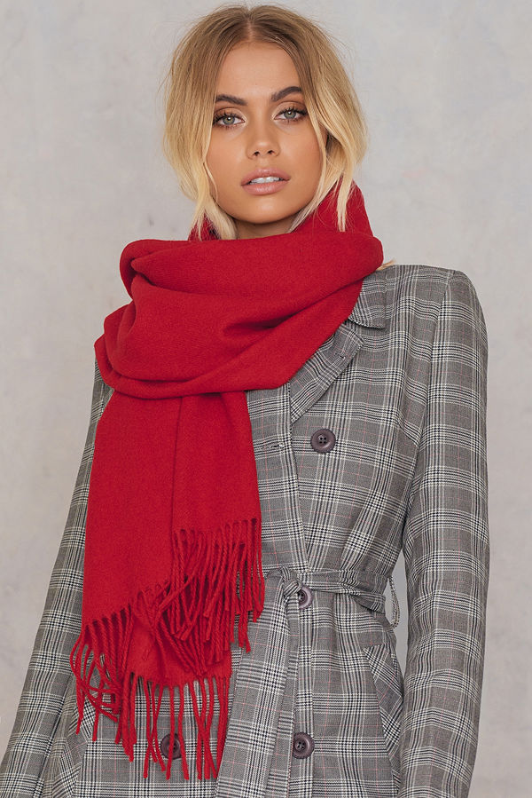 NA-KD Accessories Wool Blend Scarf röd