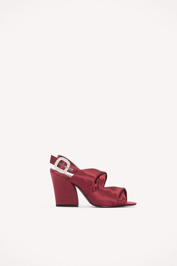 NA-KD Shoes Peep Toe Block Sandals röd
