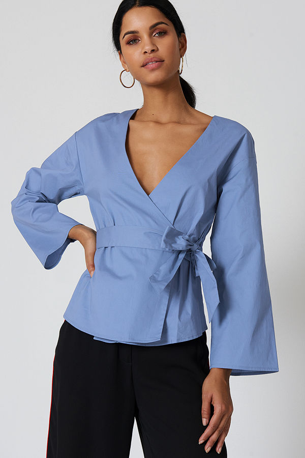 NA-KD Wrap Kimono Blouse - Blusar