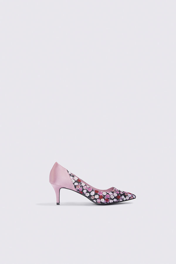 NA-KD Shoes Block Mid Heel Satin Pumps rosa multicolor