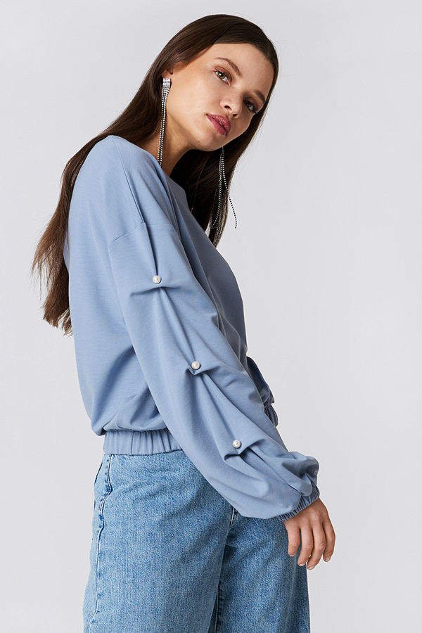 NA-KD Pearl Sleeve Detail Sweater