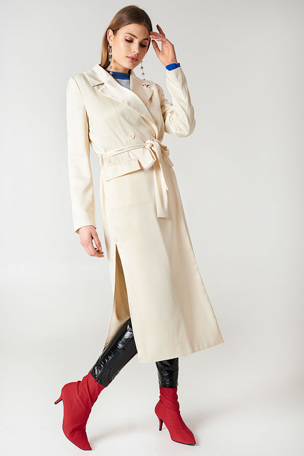 NA-KD Satin Coat vit