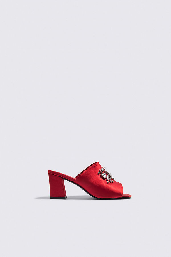 NA-KD Shoes Embellished Mule Sandals röd