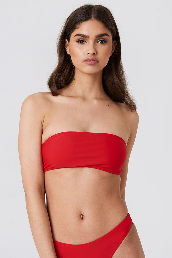 NA-KD Swimwear Bandeaubikini-Överdel röd