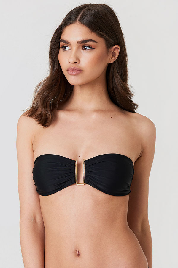 NA-KD Swimwear Metal Detail Bandeau Bikini svart