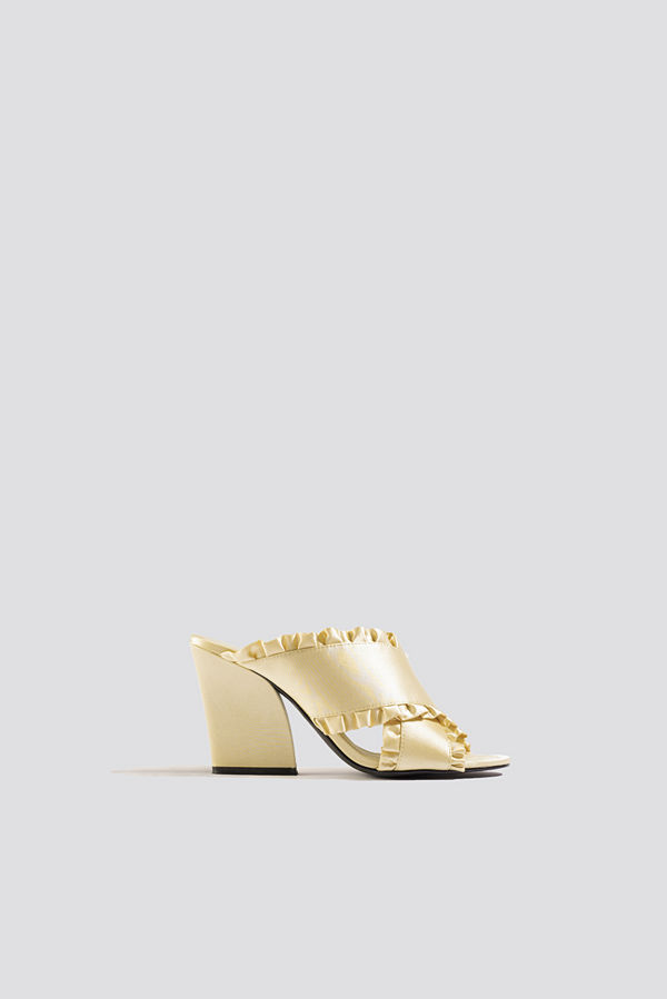 NA-KD Shoes Frill Cross Mule Heels beige