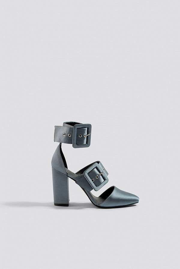 NA-KD Shoes Multi Buckle Block Heels grå