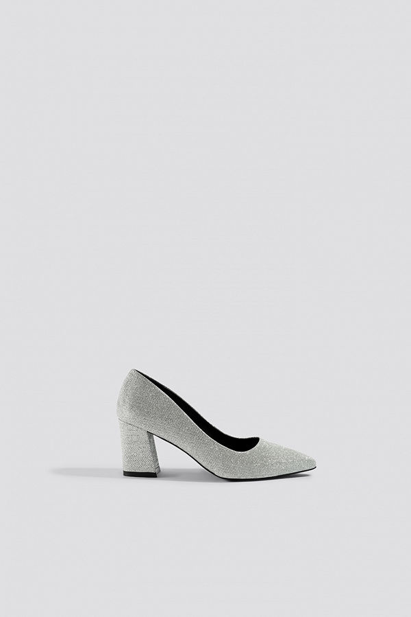 NA-KD Shoes Sparkling Block Heel Pumps silver