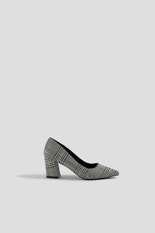 NA-KD Shoes Checked Block Heel Pumps grå multicolor