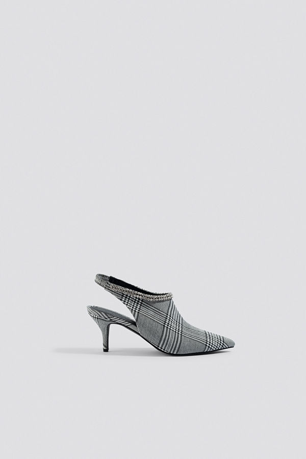 NA-KD Shoes Embellished Checked Ankle Boots grå