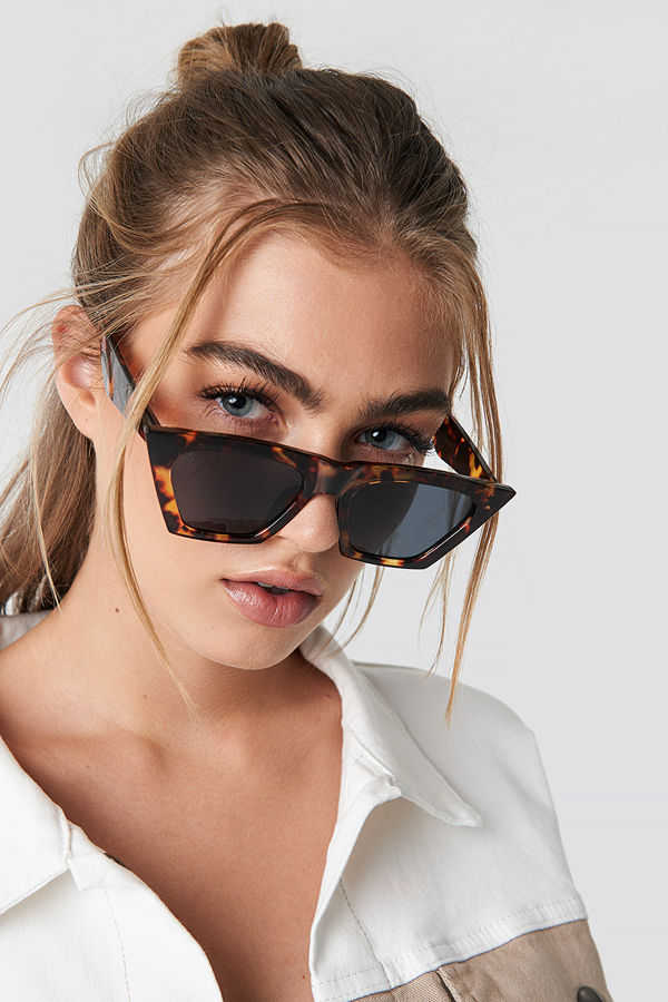 NA-KD Accessories Sharp Square Cateye Sunglasses brun