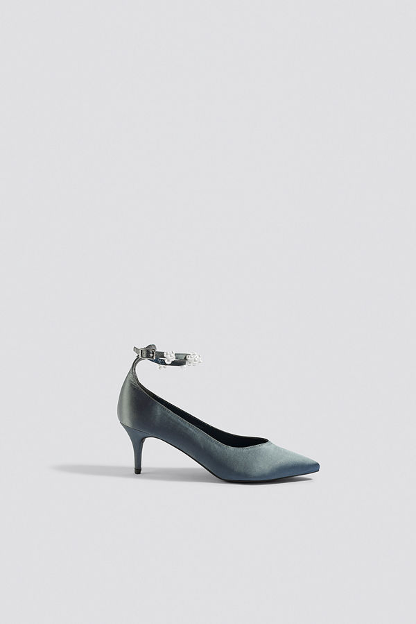 NA-KD Shoes Beaded Ankle Strap Pumps grå