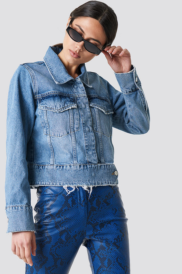 NA-KD Trend Cropped Big Pocket Denim Jacket blå