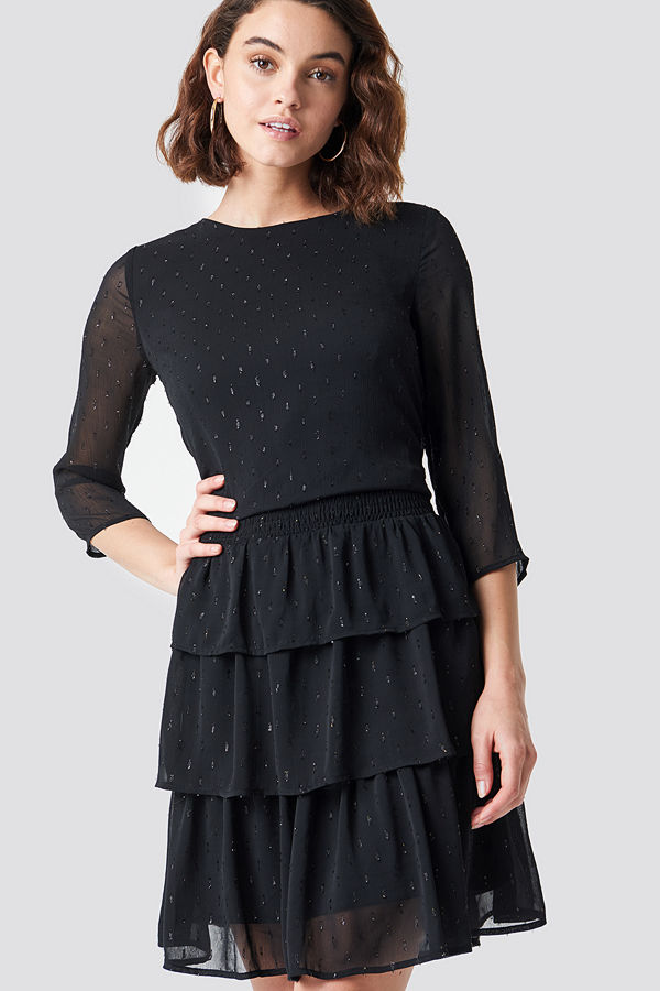 Rut & Circle Glitter Dot Frill Dress svart