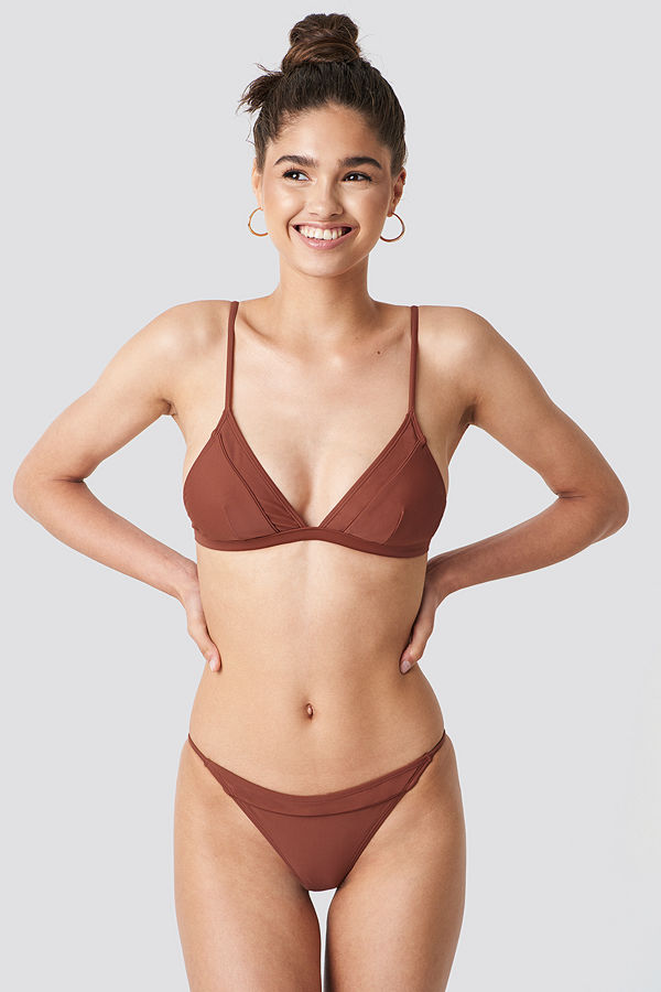 NA-KD Swimwear Piping Strap Bikini Brief brun