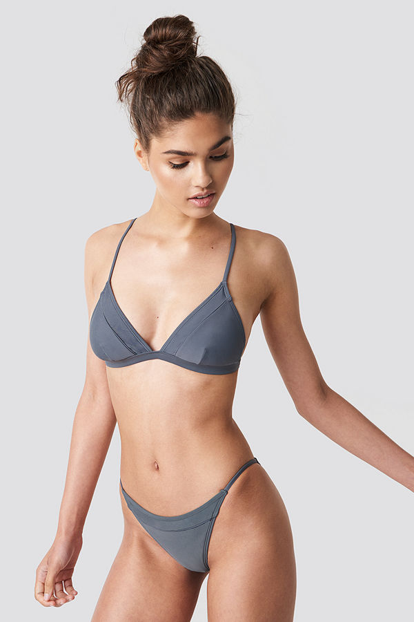 NA-KD Swimwear Piping Strap Bikini Brief grå