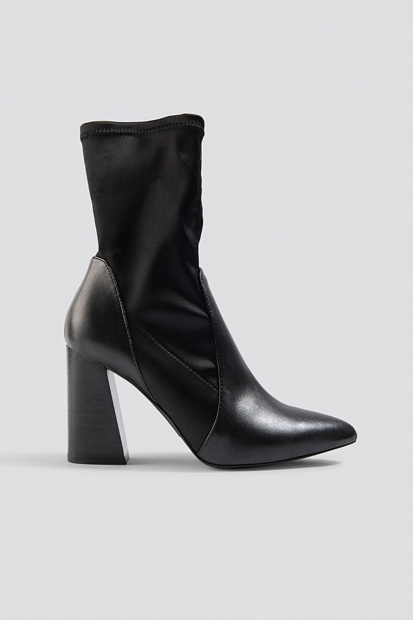 NA-KD Shoes PU Satin Sock Boots svart