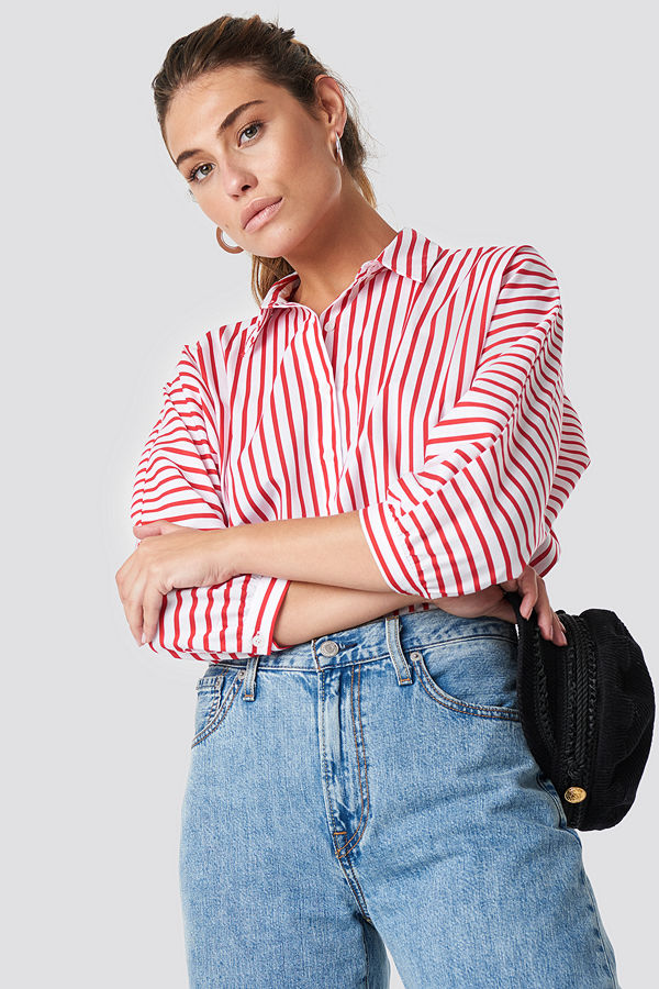 Trendyol Striped Quarter Sleeve Shirt - Skjortor