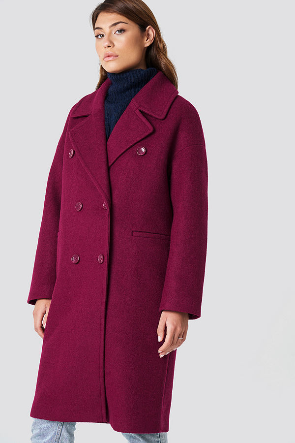 NA-KD Oversized Double Breasted Coat rosa lila