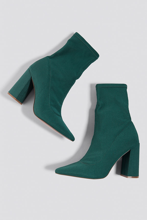 NA-KD Shoes Slanted Heel Sock Boots grön