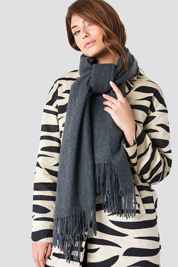 NA-KD Accessories Wool Blend Scarf grå