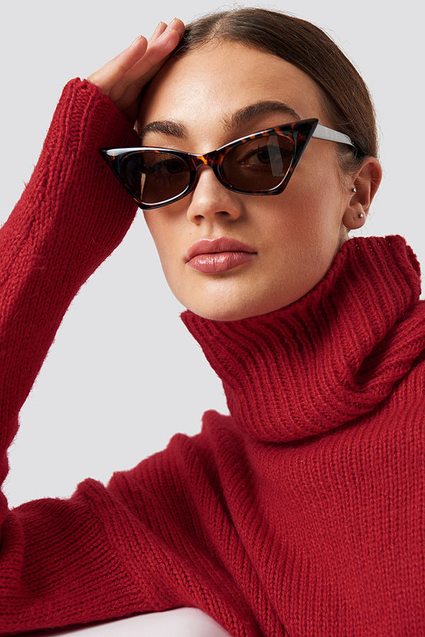 NA-KD Accessories Sharp Top Cat Eye Sunglasses brun