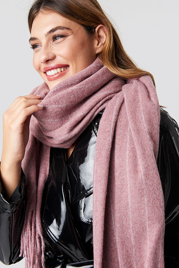 NA-KD Accessories Woven Pinstripe Scarf rosa