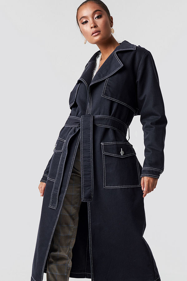 NA-KD Trend Oversized Denim Coat blå