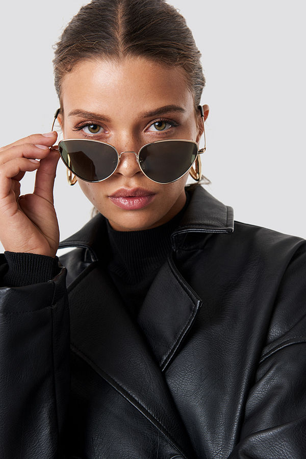 NA-KD Accessories Metal Frame Cat Eye Sunglasses grön