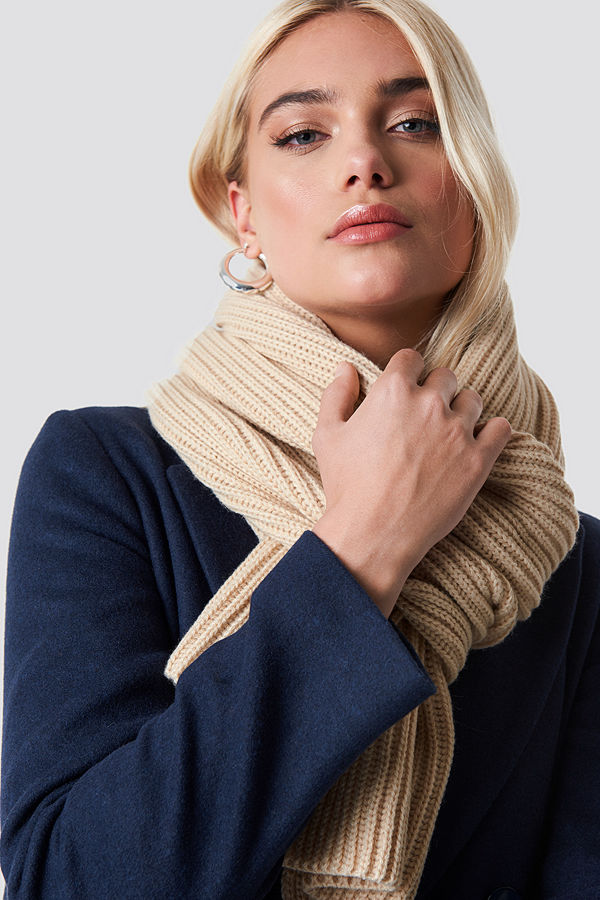 NA-KD Accessories Basic Knitted Scarf beige