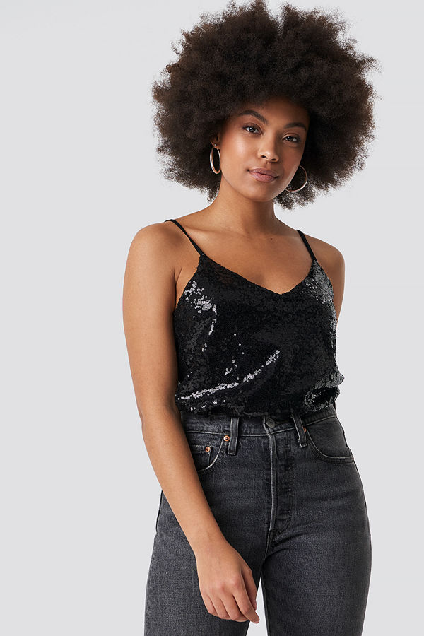 Rut & Circle Lulu Sequins Singlet svart