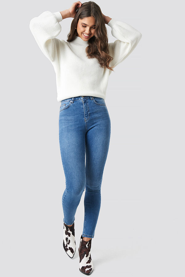 NA-KD Skinny High Waist Jeans blå