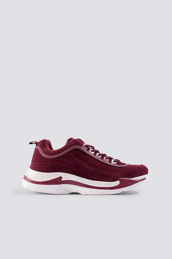 NA-KD Shoes Faux Suede Chunky Trainers röd