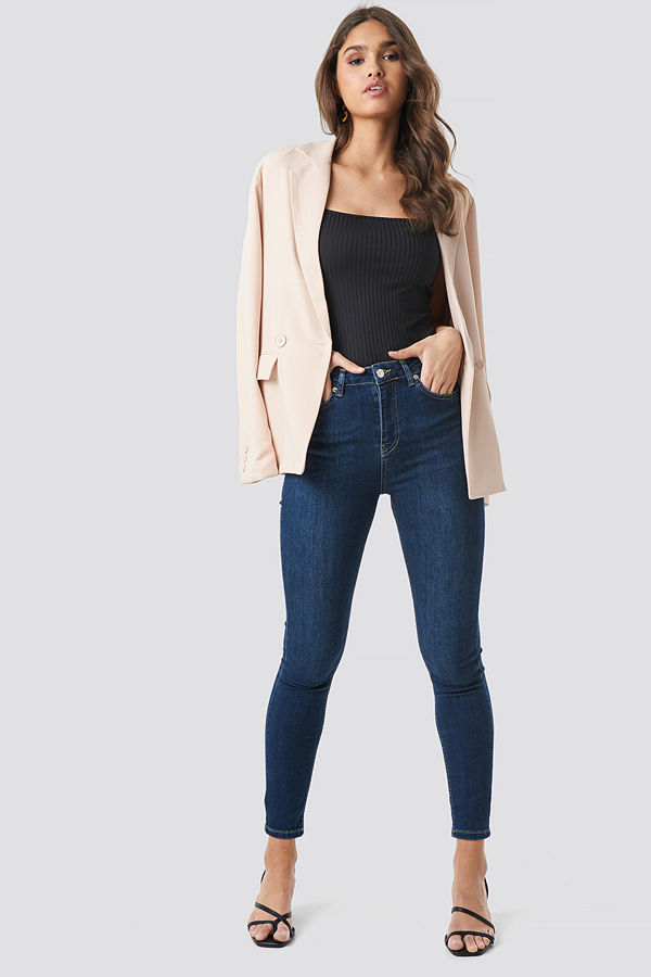 NA-KD Skinny jeans med hög midja blå