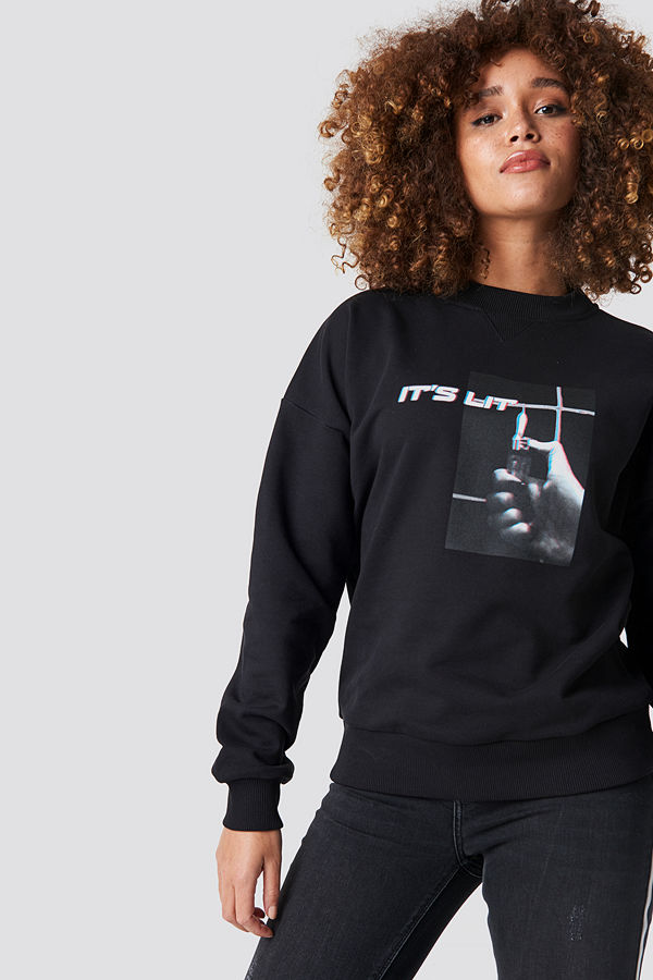 NA-KD It's Lit Sweatshirt svart