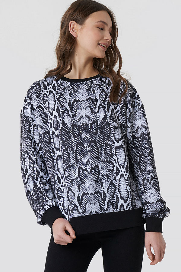 NA-KD Snake Oversize Sweatshirt multicolor