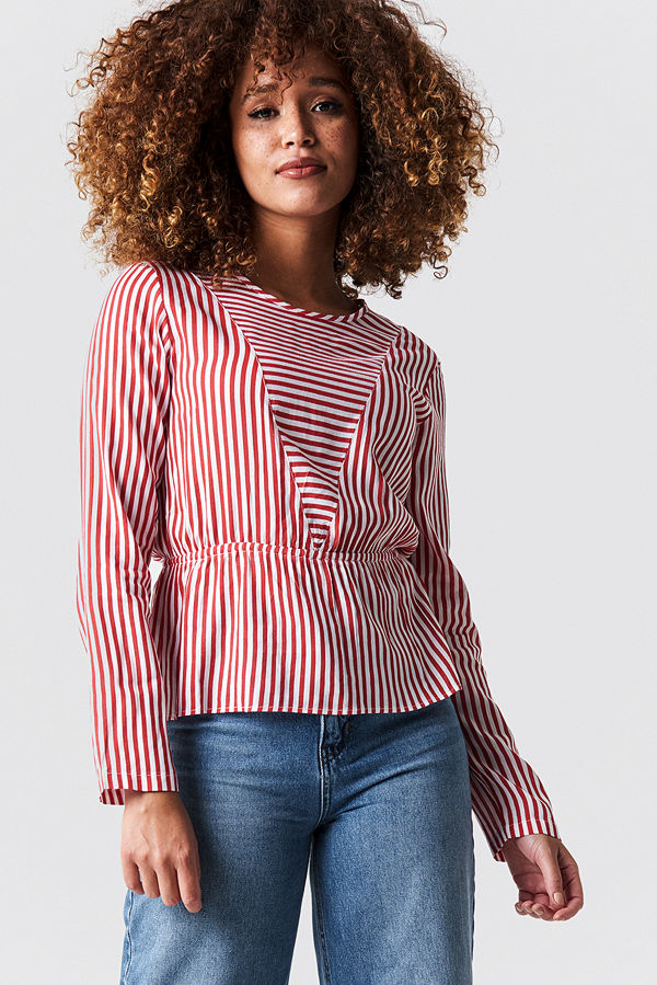 Rut & Circle Layla Stripe Blouse röd