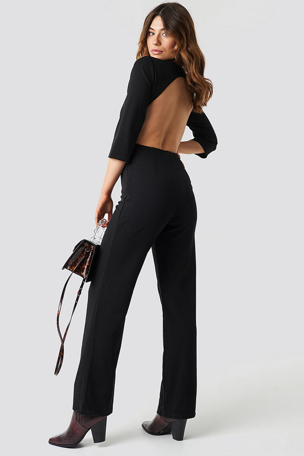 NA-KD Party Open Back Jumpsuit svart
