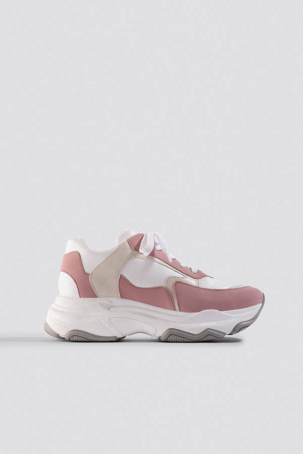 Emilie Briting x NA-KD Pink Chunky Sneaker rosa vit multicolor