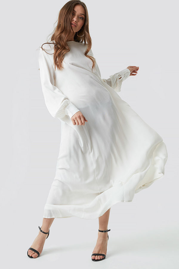 NA-KD Boho Smock Maxi Dress vit