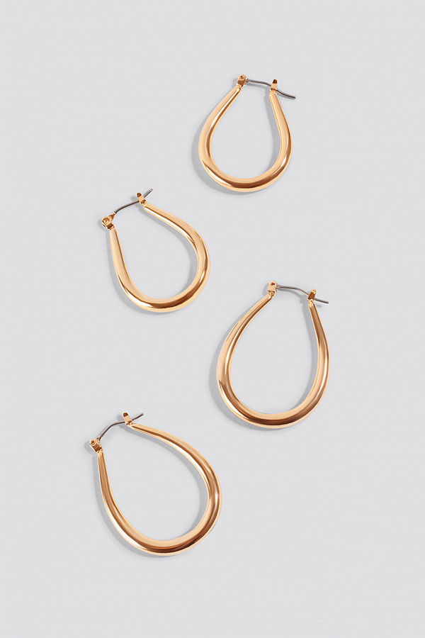 NA-KD Accessories smycke 2-pack Oval Hoops guld