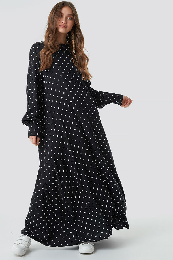 NA-KD Boho Smock Maxi Dress svart