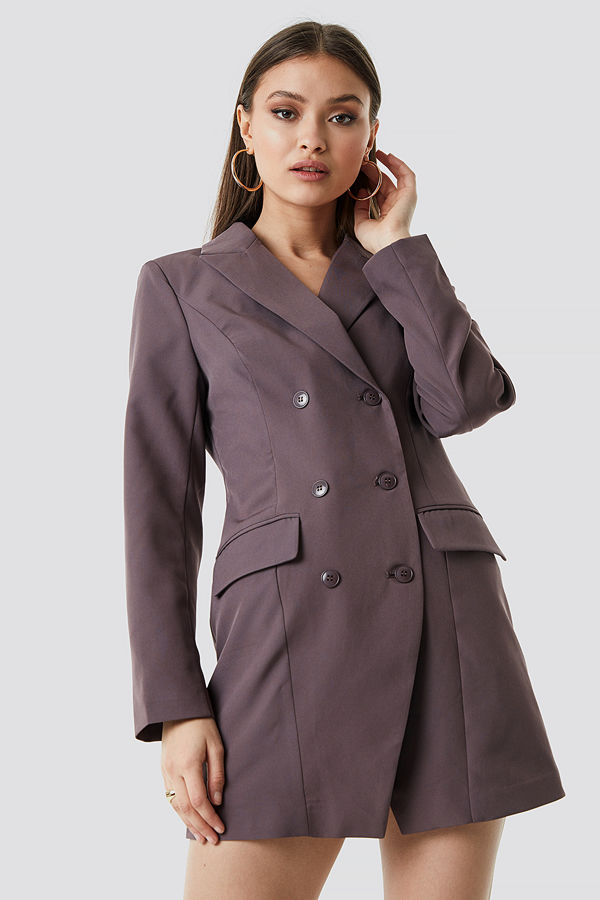 Chloé B x NA-KD Double Breasted Short Blazer Dress lila